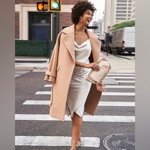 NWT ✨Ivory Satin Cowl Neck Midi Slip Dress